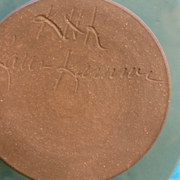 Vintage ikebana vase Celadon green glaze signed MCM Minimalist Decor - Picture 5 of 13